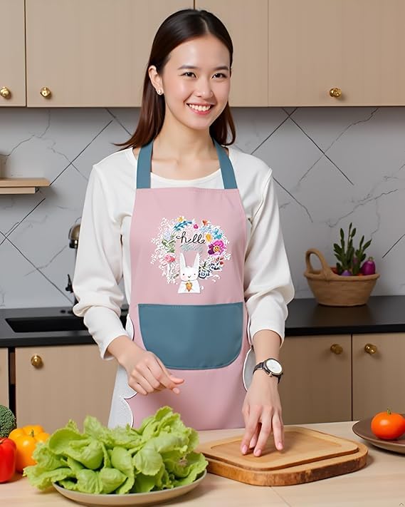 Waterproof Kitchen Apron for Women with Big Front Pocket