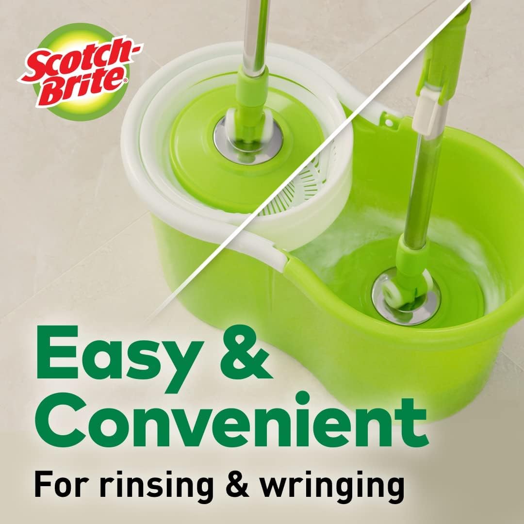 2-in-1 Bucket Spin Mop (Green, 2 Refills), 4 Pcs