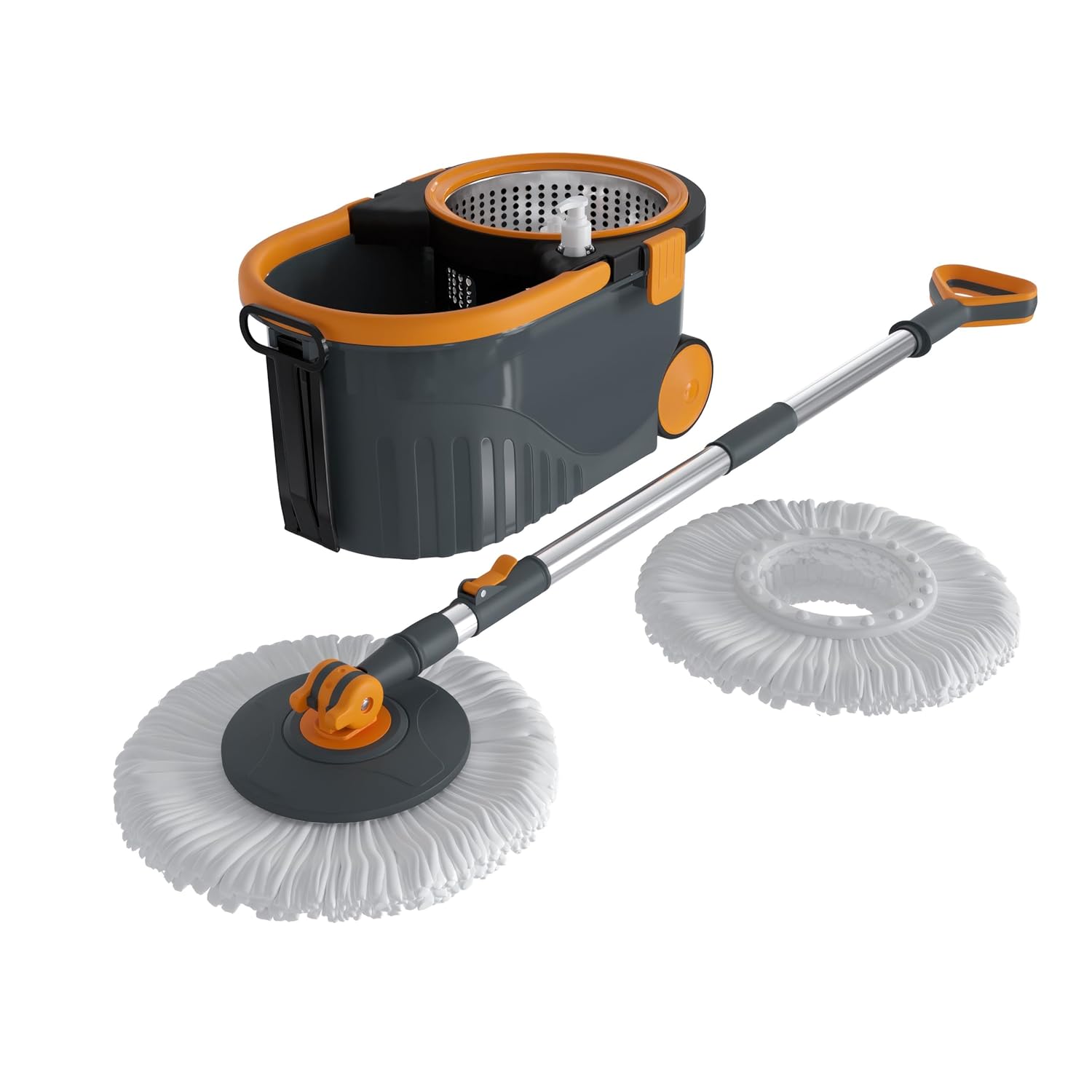 Spin Mop with Stainless Steel Wringer & Big Wheels