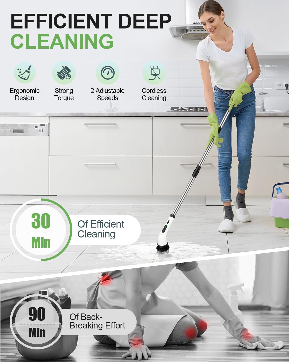 9 in 1 Electric Spin Scrubber,Cleaning Brush Scrubber for Home