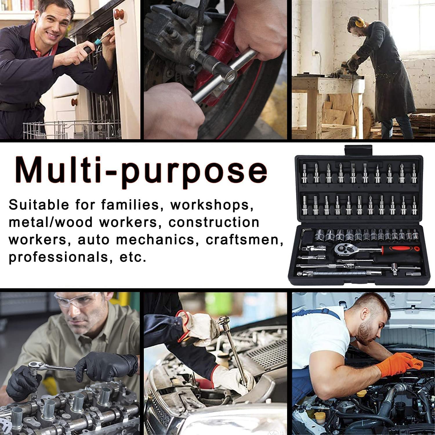 46 in 1 Pcs Tool Kit & Screwdriver and Socket Set