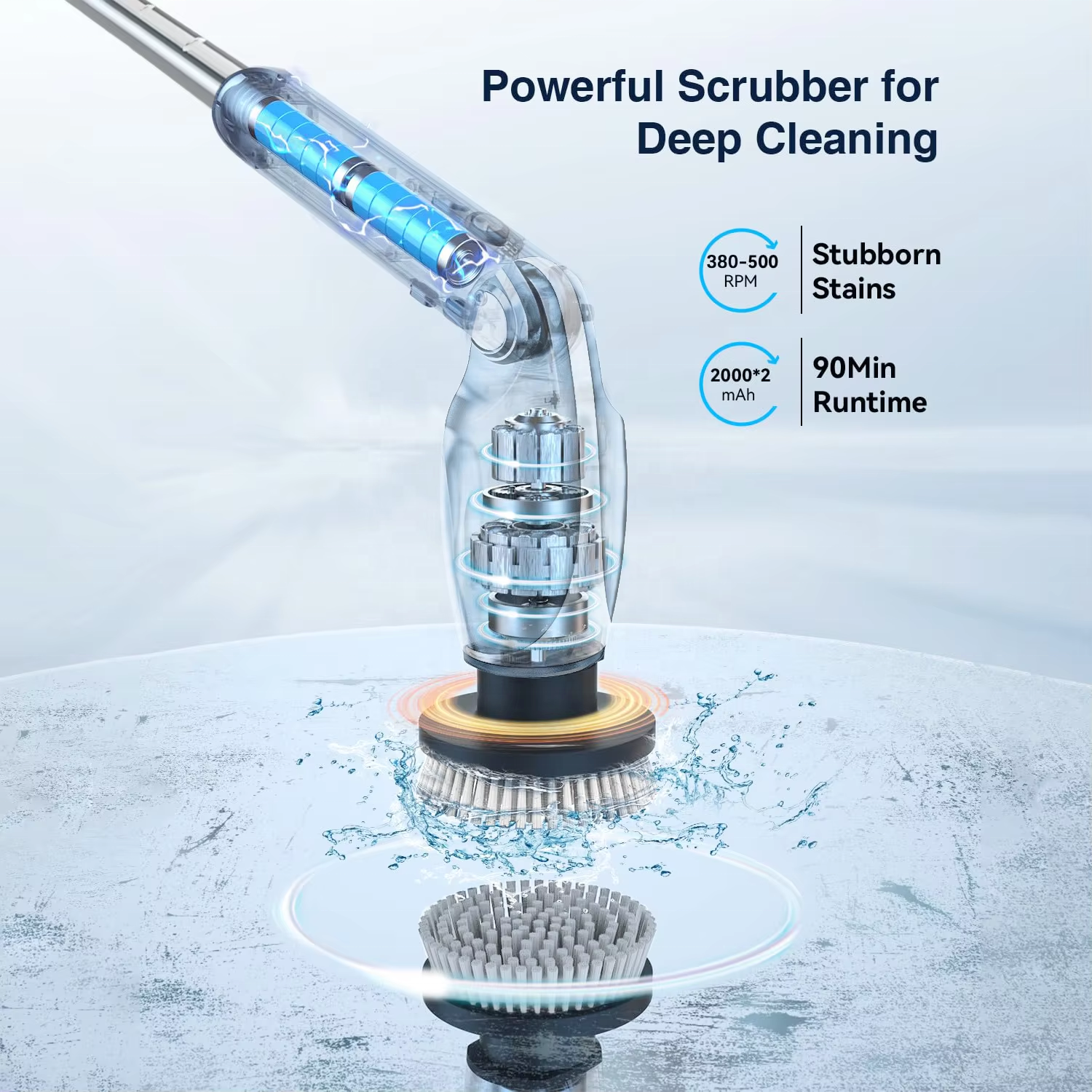 New Design Electric Cleaning Brush 8 in 1 Household Electric Spin Scrubber Rechargeable Long Handle for Floor Cleaning Brush