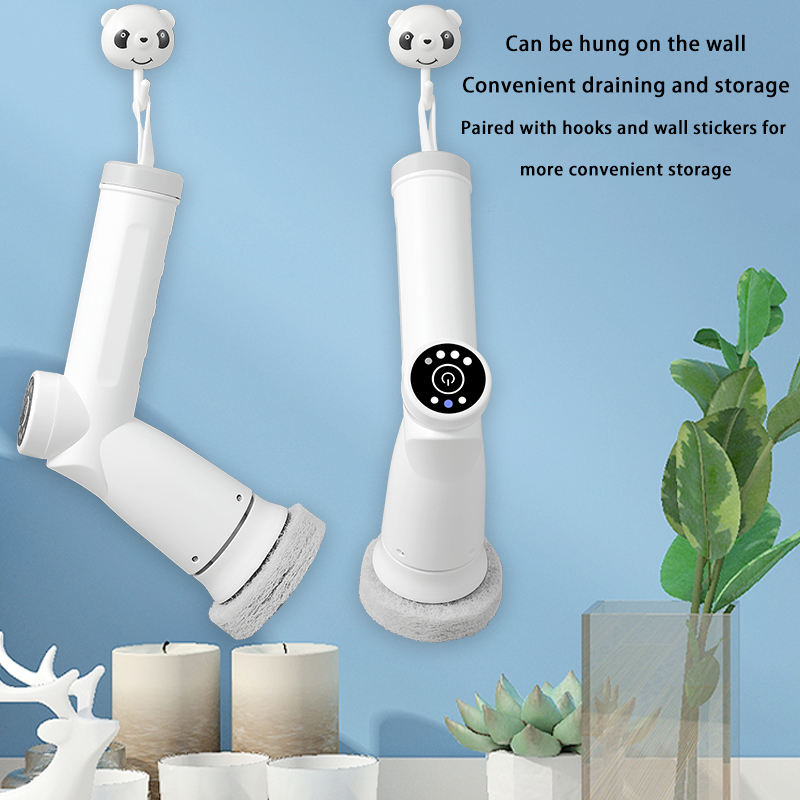Adjustable Three-Speed Electric Cleaning Brush Long Roller Design for Bathroom Wall Durable Nylon Spin Scrubbe