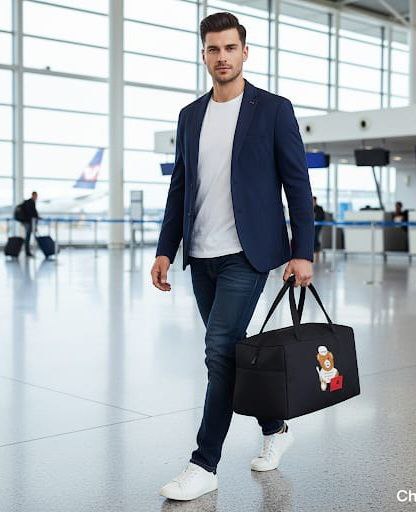 Stylish Teddy Bear Print Duffle Bag